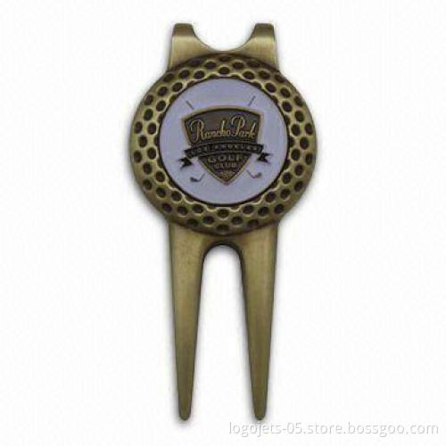 Brass Golf Divot Tool and Ball Marker with Open Designed Money Clip